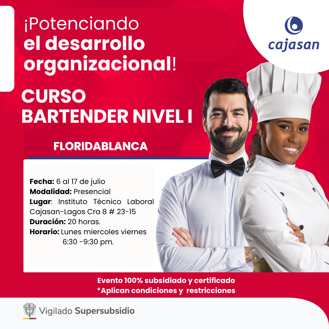 CURSO BARTENDER NIVEL I