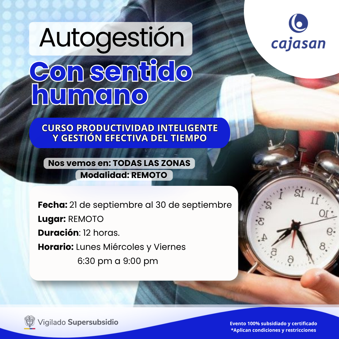 CURSO PRODUCTIVIDAD INTELIGENTE Y GESTIÓN EFECTIVA DEL TIEMPO